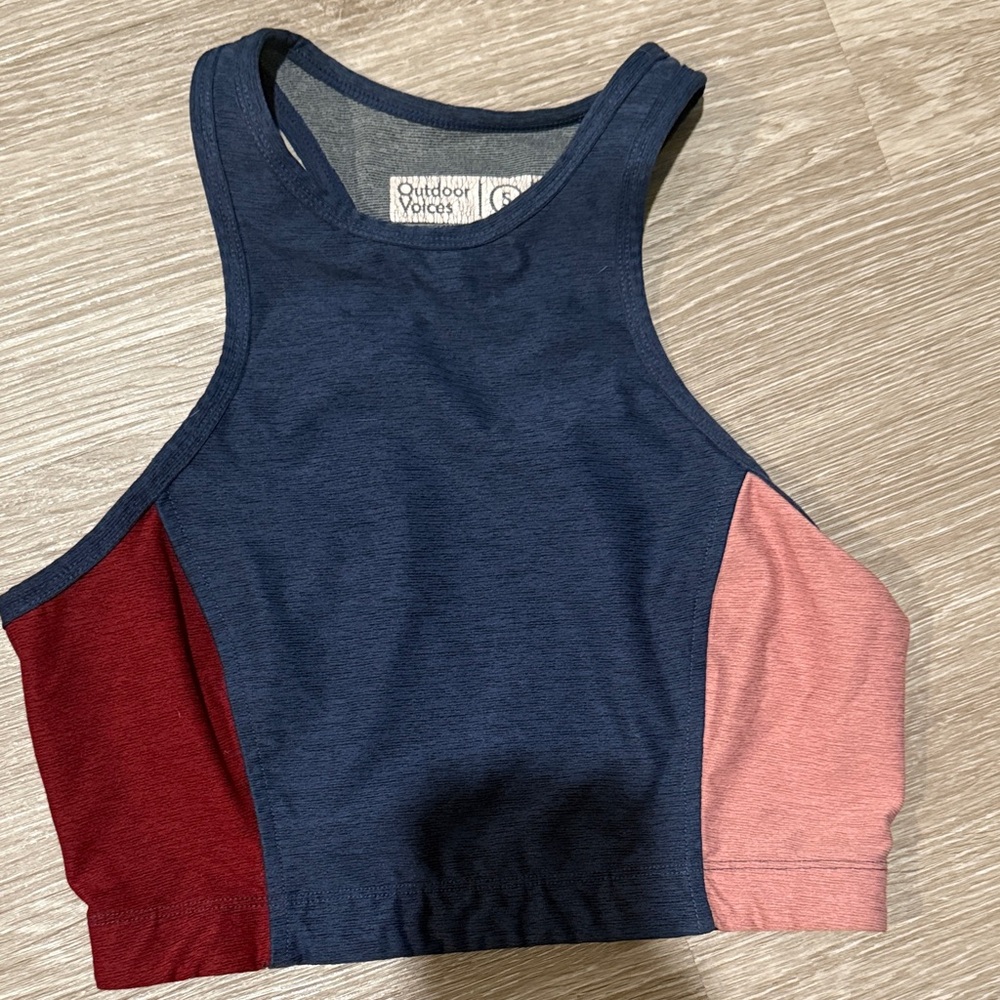 Outdoor Voices Navy and Red Colorblock Tank